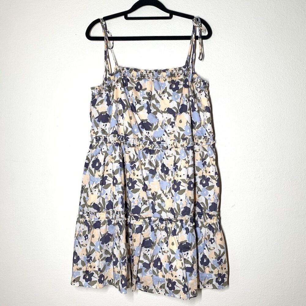 Rails Caralyn Mod Floral Mini Dress L 100% Cotton Spaghetti Straps
